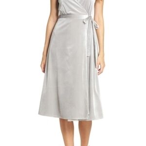 Ali And Jay Baby Love Elegant Silver Gray Velvet Wrap Dress